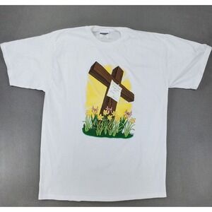 Vintage Jesus Shirt Men Sz Large Cross Resurrection Be Back Soon Christ Religion